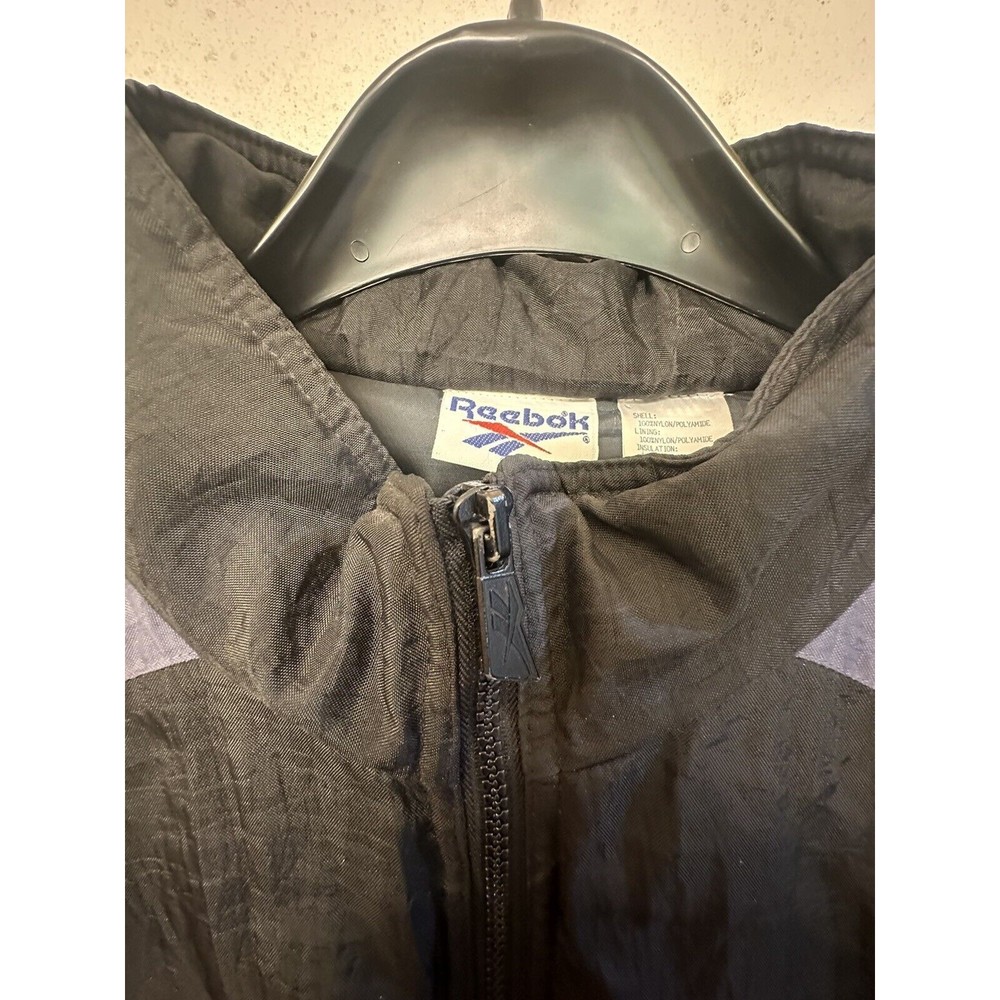 Vintage 90s Reebok Puffer Jacket Black/Gray Size XL - Picture 3 of 8